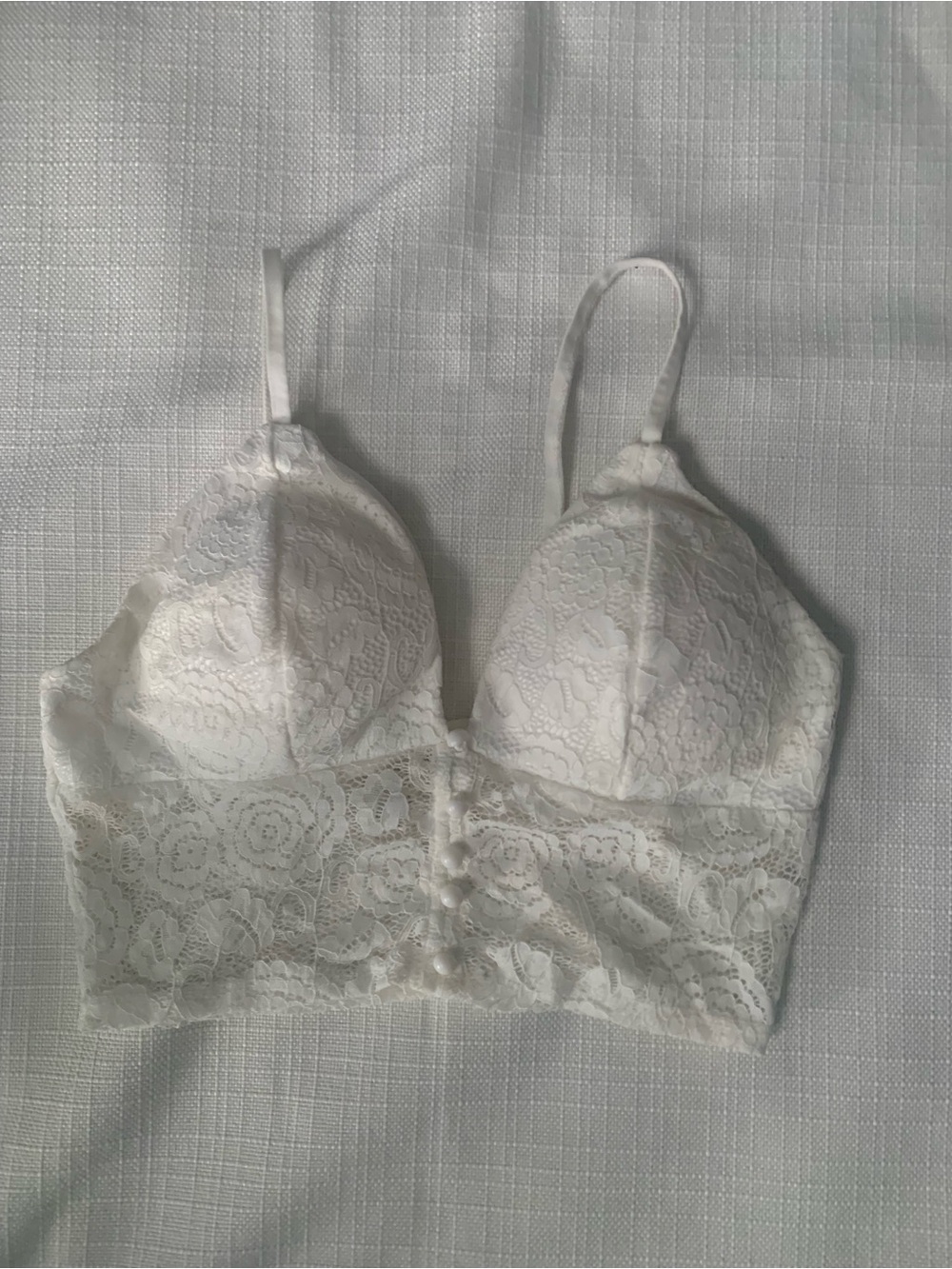 Bozzolo White Lace Longline Bralette with Front Buttons